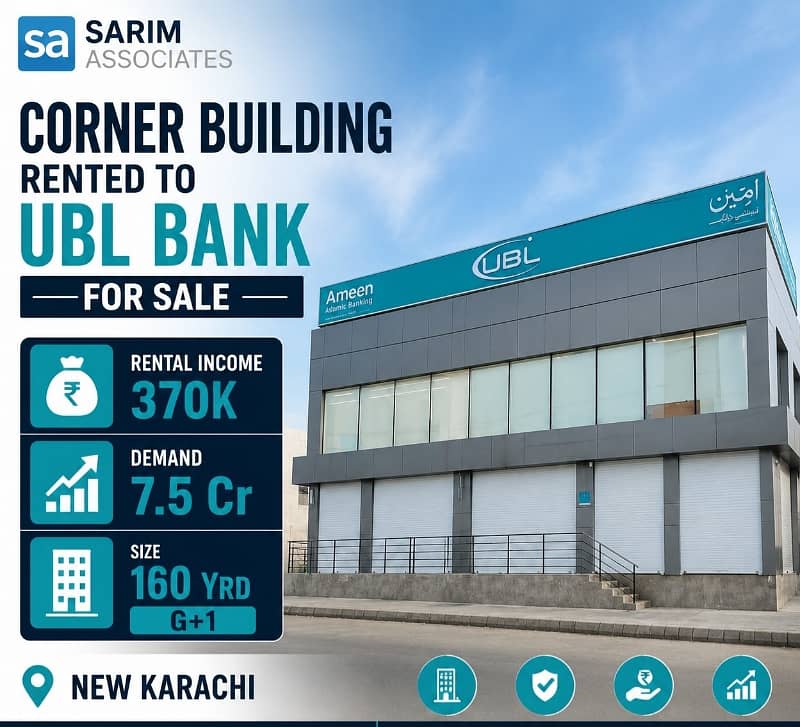 RENTED BUILDING FOR SALE UBL BANK NEW KARACHI. in RENTED BUILDING FOR SALE UBL BANK NEW KARACHI. - Shops - Offices - Commercial Space - 1115874792, Karachi