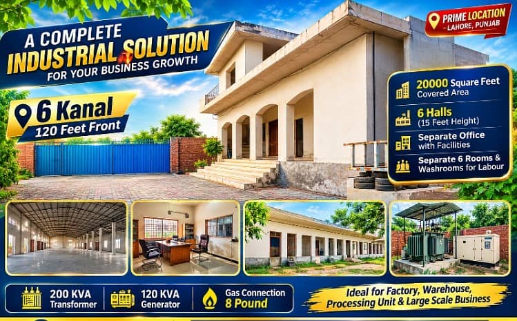 6 Kanal Factory with 6 Hall For Sale in Ferozepur Road, Lahore